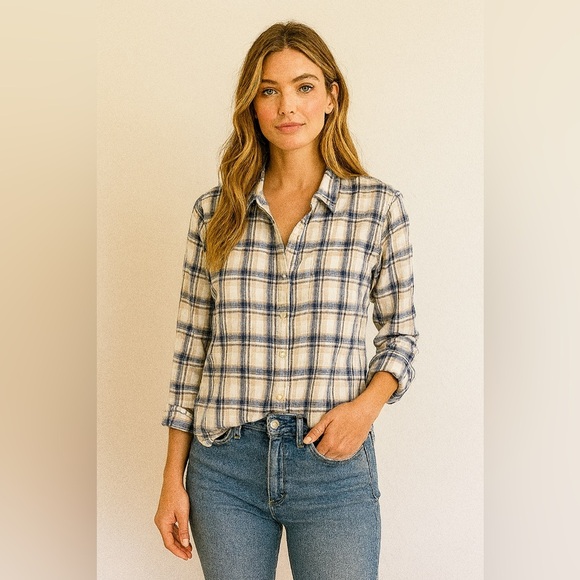 CP Shades Tops - CP Shades Button Up Long Sleeve Blouse Size XS Color Blue White